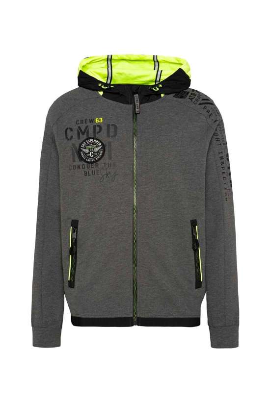 Толстовка с контрастным капюшоном, принтами и нашивкой