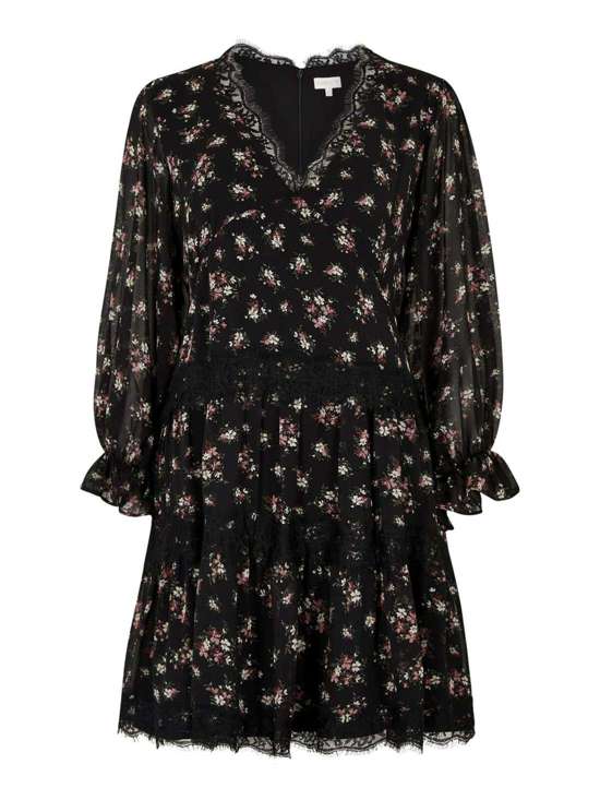 Винтажное многоуровневое мини-платье с цветочным принтом