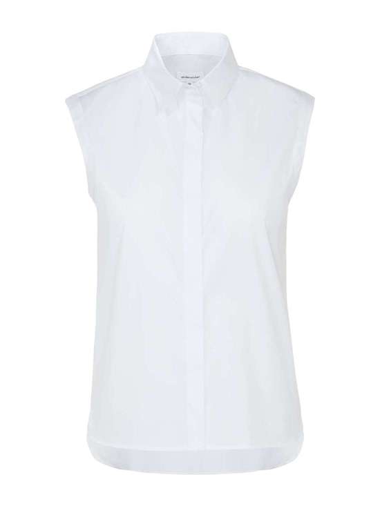 Блузка-рубашка без рукавов приталенного кроя