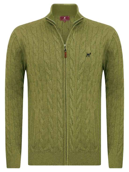 Кардиган с заплетенной косой и молнией во всю длину