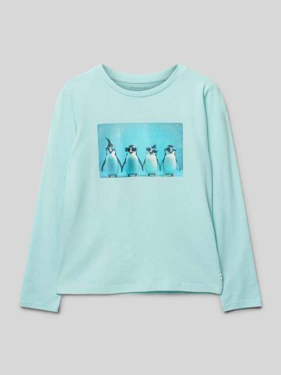 Рубашка с длинными рукавами и фотопринтом из чистого хлопка