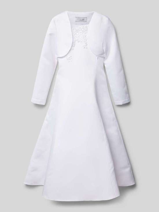 Платье для причастия с отделкой декоративным камнем