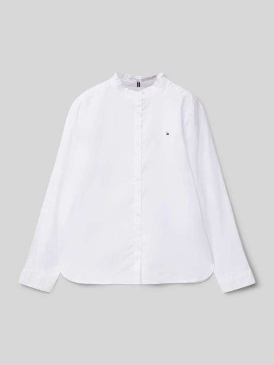 Блузка-рубашка с воротником стойкой