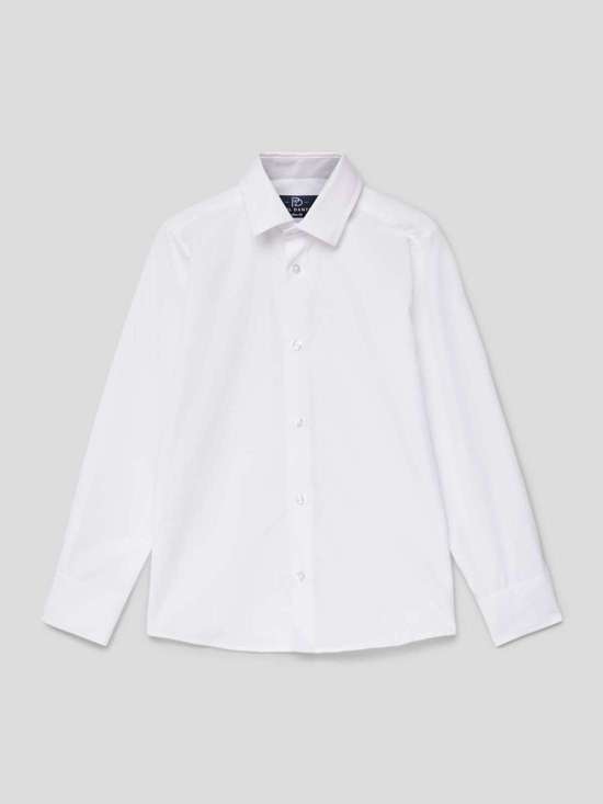 Деловая рубашка приталенного кроя с планкой на пуговицах