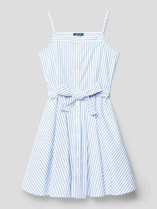 Платье с полосатым узором и завязывающимся поясом