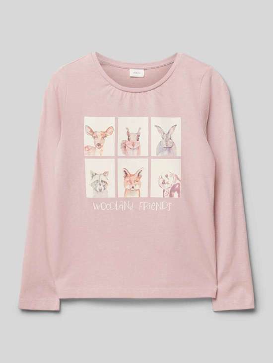 Рубашка с длинными рукавами и фотопринтом из чистого хлопка