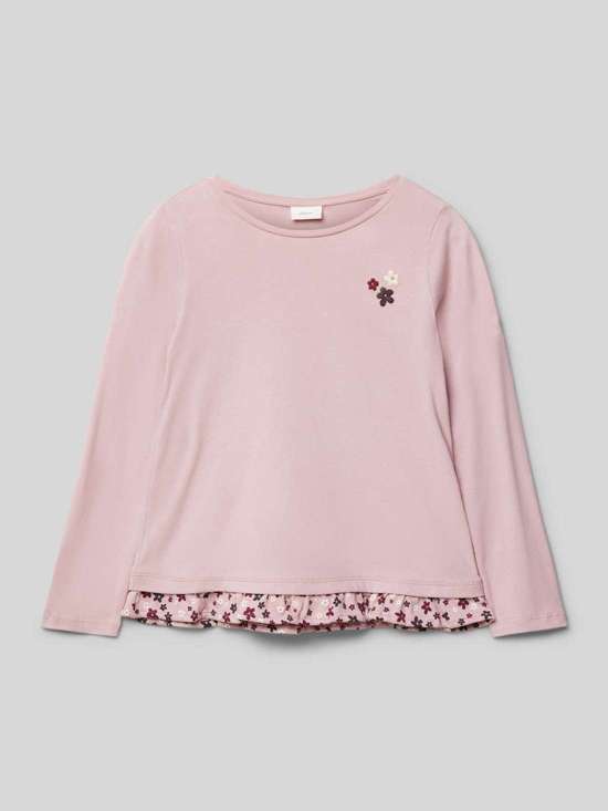 Рубашка с длинными рукавами и круглым вырезом из чистого хлопка