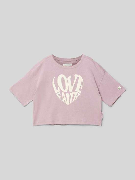 Укороченная футболка с мотивным принтом