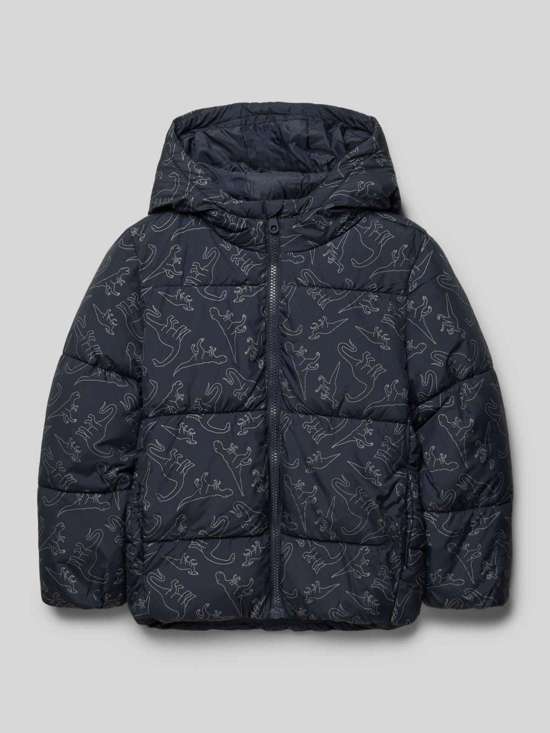 Стеганая куртка классического кроя со светоотражающим принтом по всей поверхности