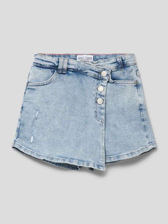 Джинсовые шорты стандартного кроя с асимметричной планкой на пуговицах