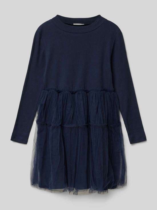 Платье из тюля А-силуэта из смесового хлопка с рельефным трикотажным узором