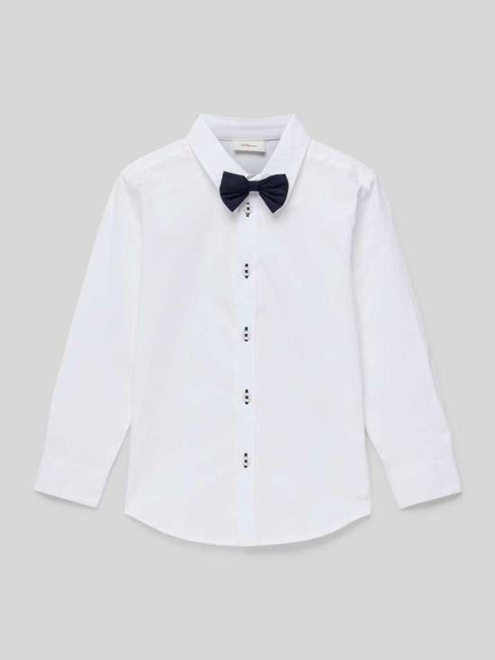 Рубашка прямого кроя из поплина со съемным декоративным бантом