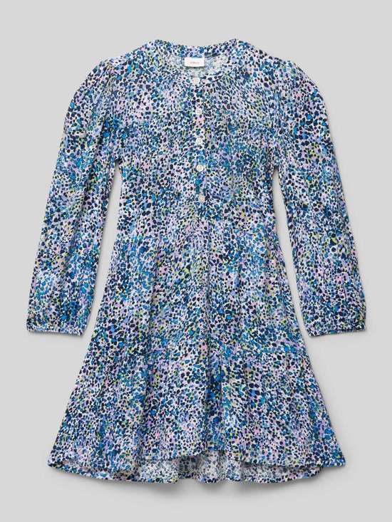 Платье миди свободного кроя из вискозного крепа с узором по всей поверхности